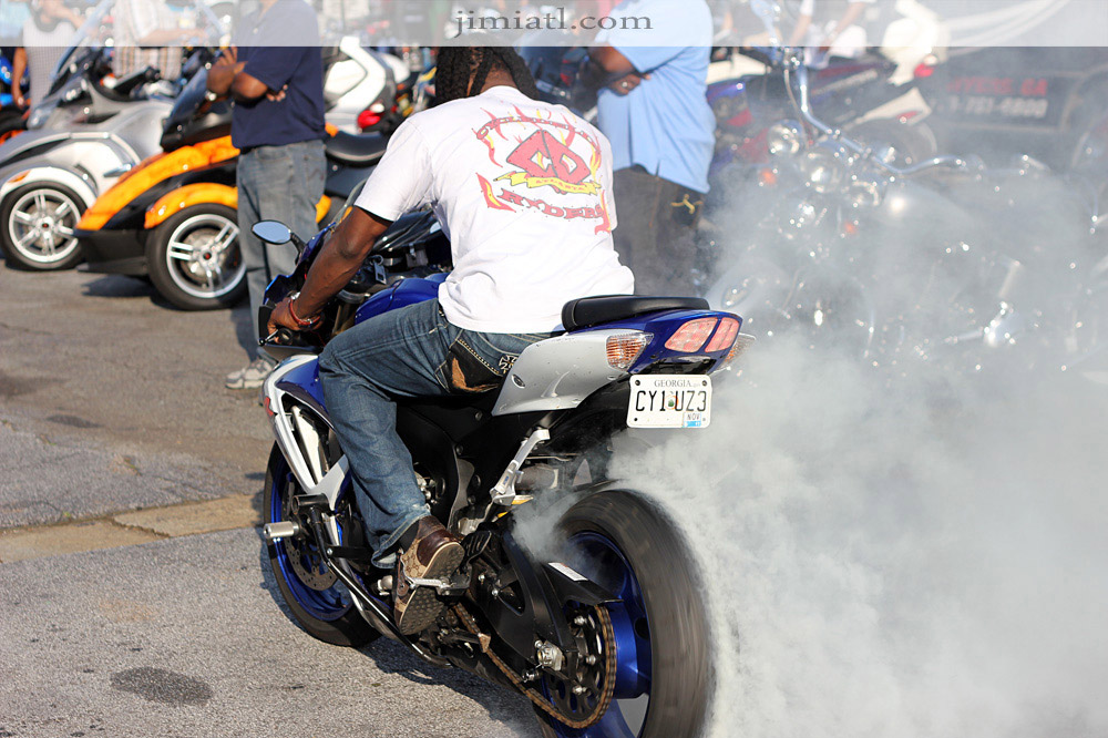 Motorcycle Burns Rubber
