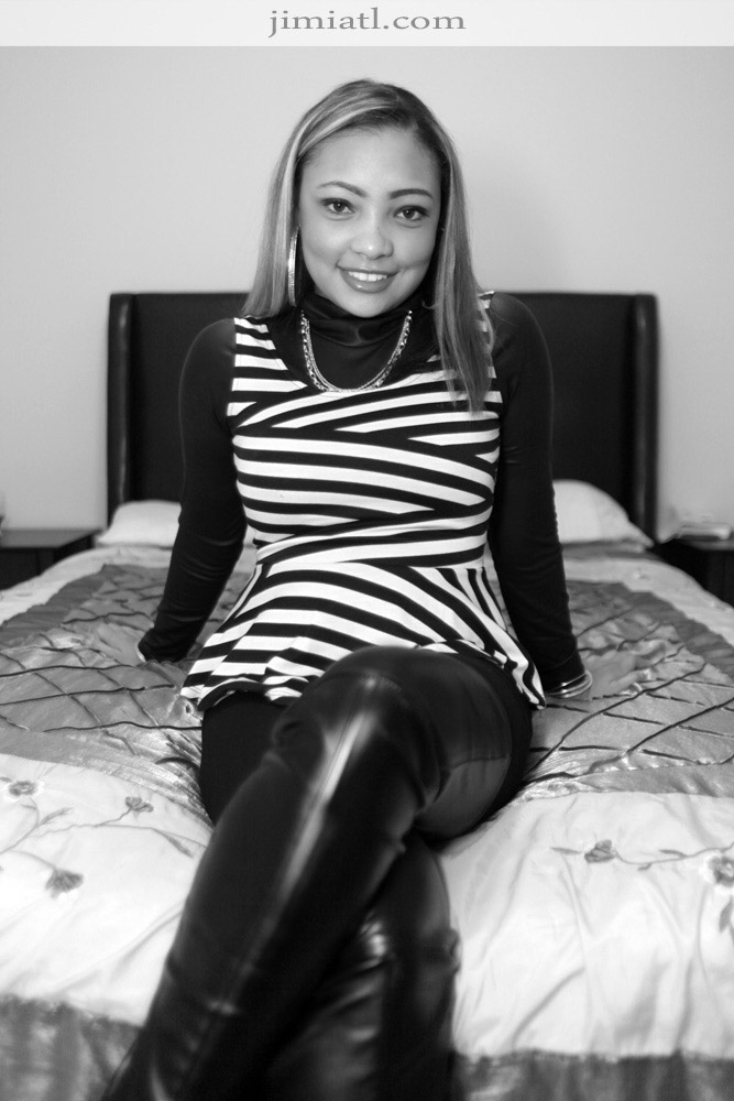 Woman in Black and White Outfit