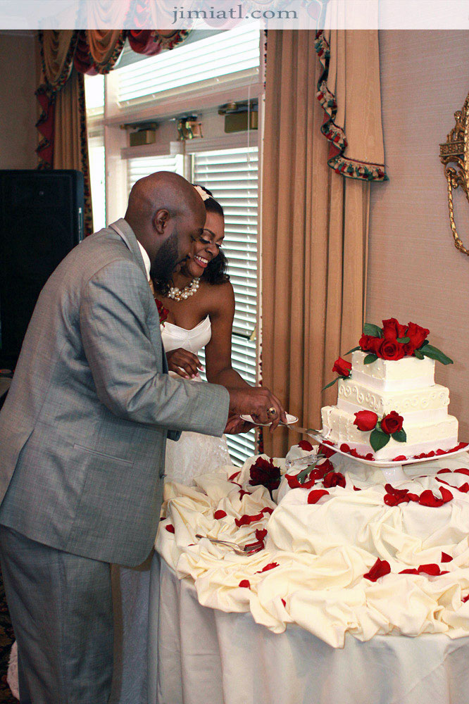 Bride and Groom Cut Cake